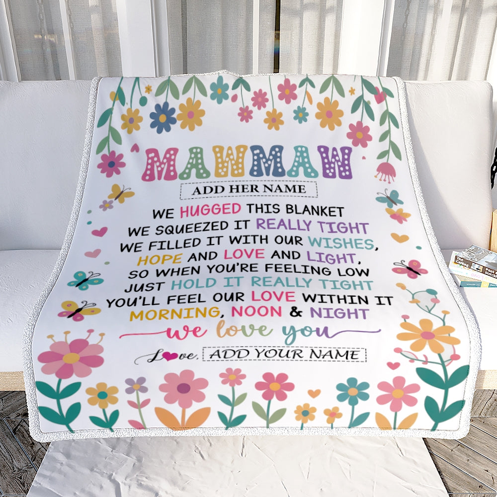 Personalized Gifts For Mawmaw From Granddaughter Blanket We Hugged This Blanket Floral Presents Birthday Gift For Mawmaw Gifts Customized Fleece Throw Blanket | teecentury