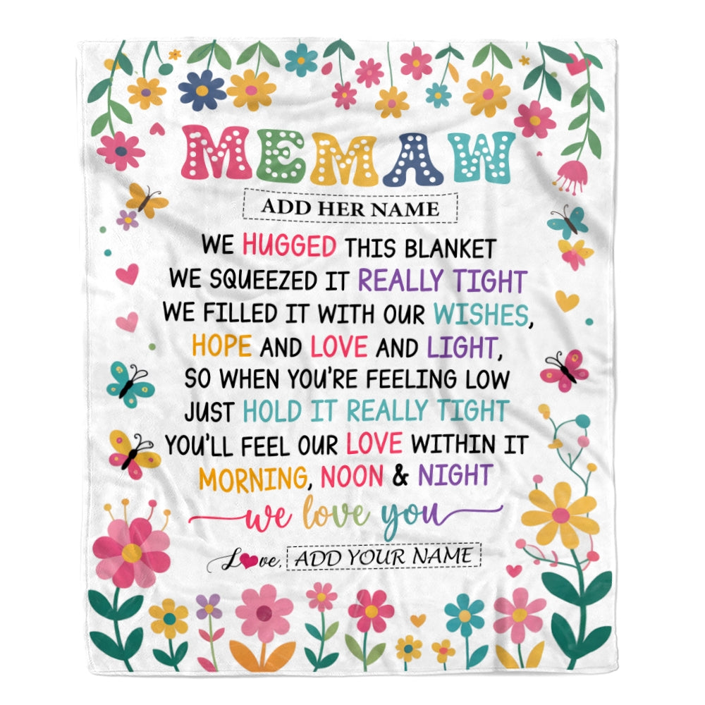 Personalized Gifts For Memaw From Granddaughter Grandkids Blanket We Hugged This Blanket Floral Presents Birthday Gift For Memaw Gifts Custom Fleece Blanket | teecentury