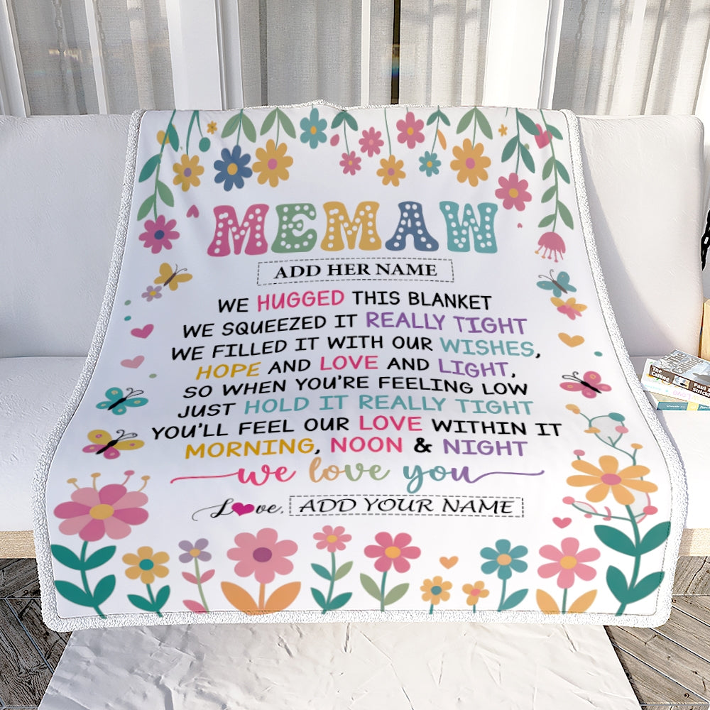 Personalized Gifts For Memaw From Granddaughter Grandkids Blanket We Hugged This Blanket Floral Presents Birthday Gift For Memaw Gifts Custom Fleece Blanket | teecentury