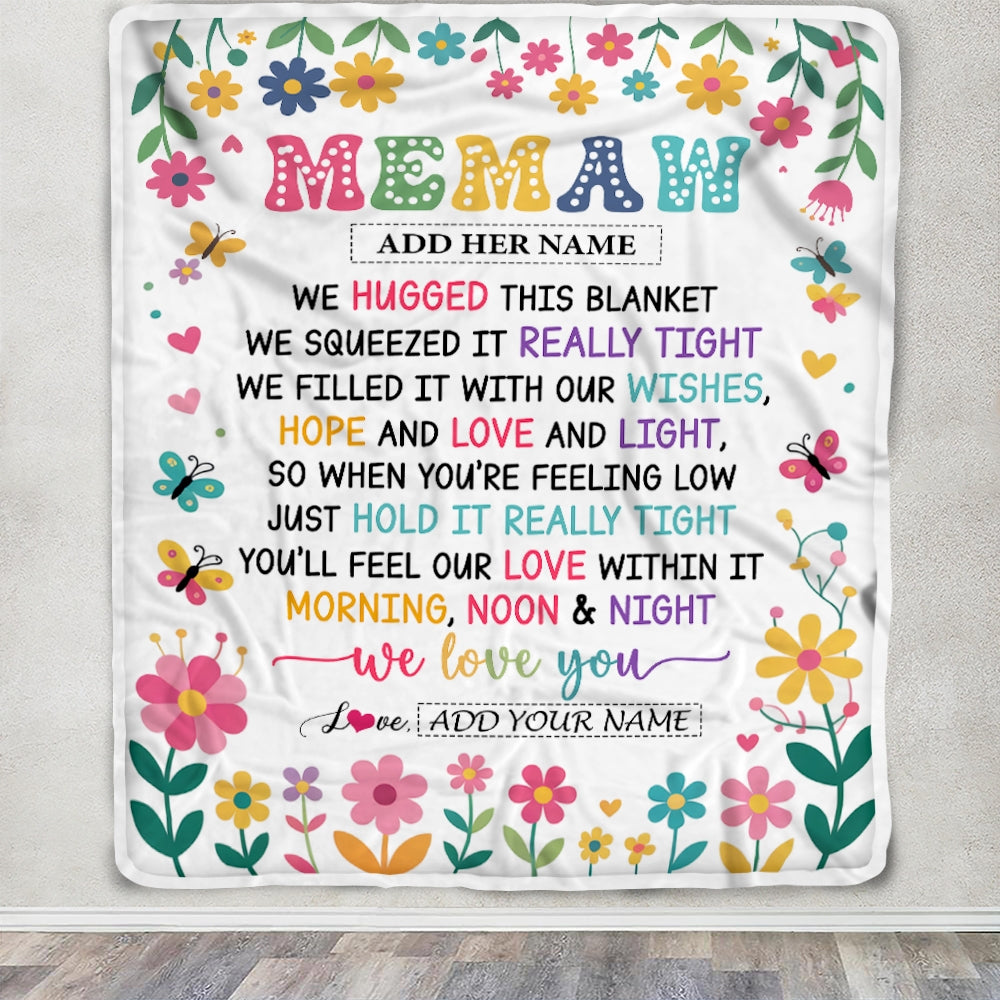 Personalized Gifts For Memaw From Granddaughter Grandkids Blanket We Hugged This Blanket Floral Presents Birthday Gift For Memaw Gifts Custom Fleece Blanket | teecentury