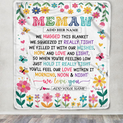 Personalized Gifts For Memaw From Granddaughter Grandkids Blanket We Hugged This Blanket Floral Presents Birthday Gift For Memaw Gifts Custom Fleece Blanket | teecentury