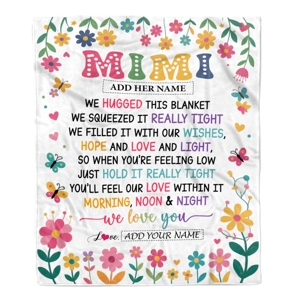 Personalized Gifts For Mimi From Granddaughter Grandkids Blanket We Hugged This Blanket Floral Presents Birthday Gift For Mimi Gifts Customized Fleece Blanket | teecentury
