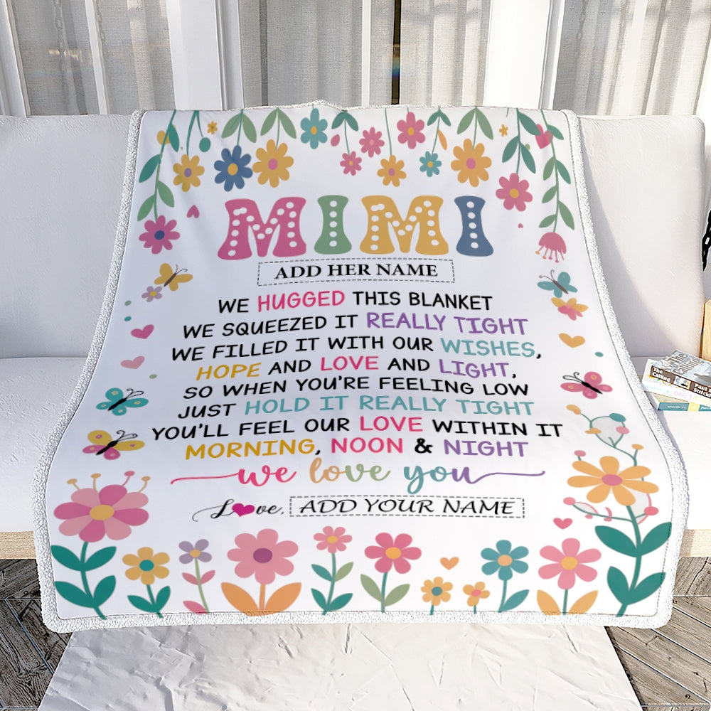 Personalized Gifts For Mimi From Granddaughter Grandkids Blanket We Hugged This Blanket Floral Presents Birthday Gift For Mimi Gifts Customized Fleece Blanket | teecentury
