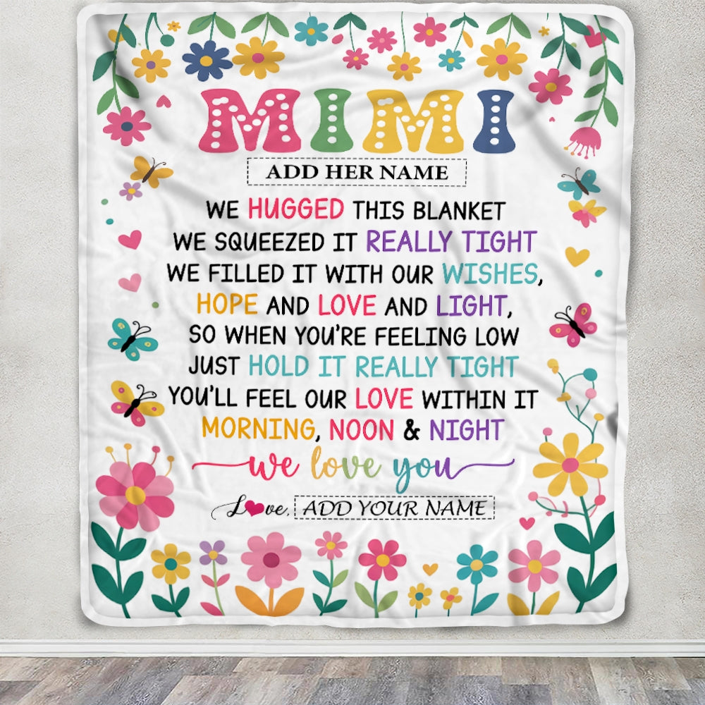 Personalized Gifts For Mimi From Granddaughter Grandkids Blanket We Hugged This Blanket Floral Presents Birthday Gift For Mimi Gifts Customized Fleece Blanket | teecentury