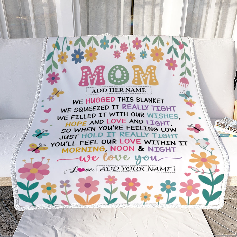 Personalized Gifts For Mom From Daughter Son Blanket We Hugged This Blanket Floral Presents Birthday Gift For Mom Mother Gifts Customized Fleece Throw Blanket | teecentury