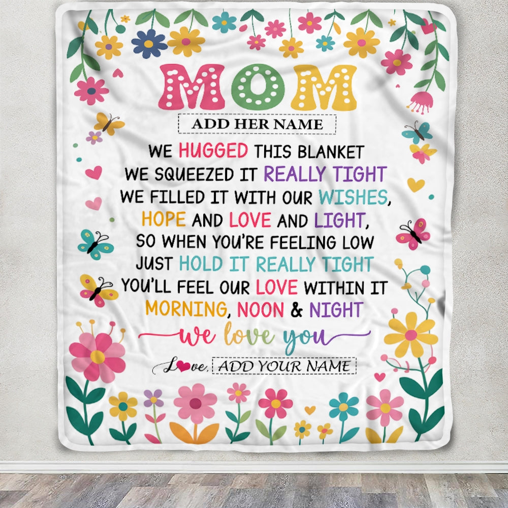 Personalized Gifts For Mom From Daughter Son Blanket We Hugged This Blanket Floral Presents Birthday Gift For Mom Mother Gifts Customized Fleece Throw Blanket | teecentury