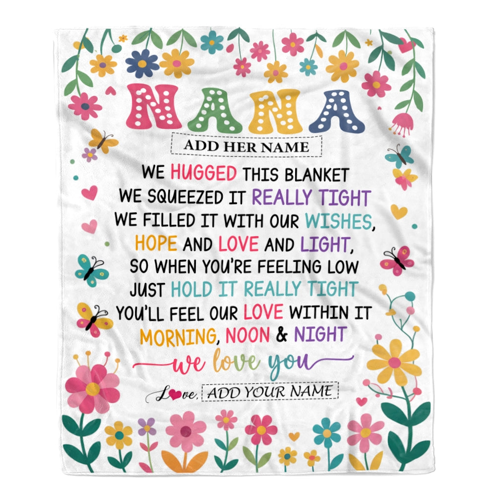 Personalized Gifts For Nana From Granddaughter Grandkids Blanket We Hugged This Blanket Floral Presents Birthday Gift For Nana Gifts Customized Fleece Blanket | teecentury