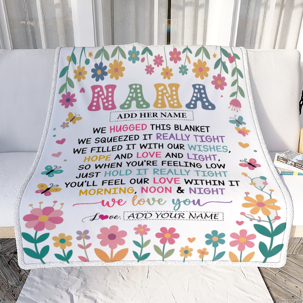 Personalized Gifts For Nana From Granddaughter Grandkids Blanket We Hugged This Blanket Floral Presents Birthday Gift For Nana Gifts Customized Fleece Blanket | teecentury
