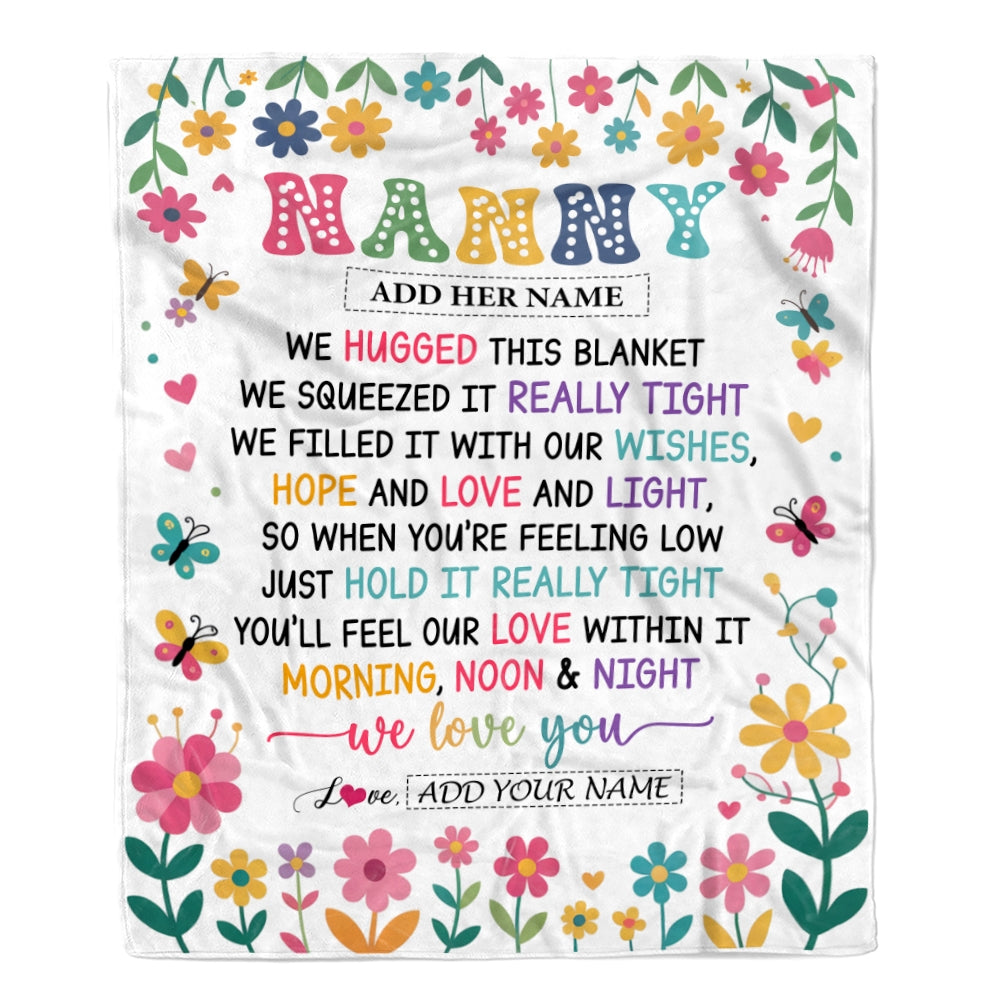 Personalized Gifts For Nanny From Kids Blanket We Hugged This Blanket Floral Presents Birthday Gift For Nanny Gifts Customized Fleece Throw Blanket | teecentury