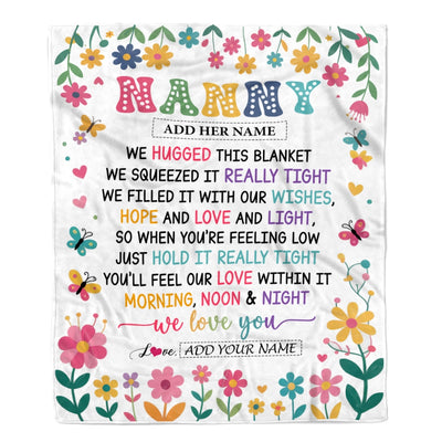 Personalized Gifts For Nanny From Kids Blanket We Hugged This Blanket Floral Presents Birthday Gift For Nanny Gifts Customized Fleece Throw Blanket | teecentury