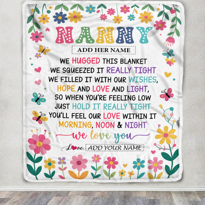 Personalized Gifts For Nanny From Kids Blanket We Hugged This Blanket Floral Presents Birthday Gift For Nanny Gifts Customized Fleece Throw Blanket | teecentury