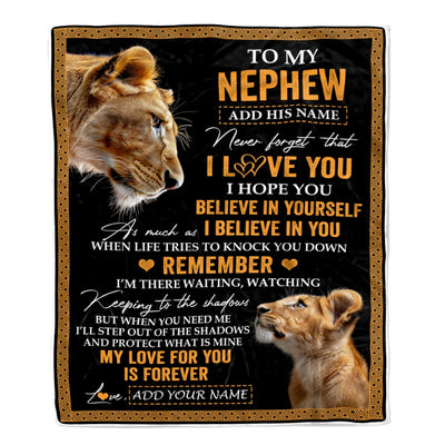 Personalized Gifts For Nephew Blanket From Aunt Auntie Lion My Love For You Is Forever Nephew Birthday Gifts Graduation Christmas Custom Fleece Throw Blanket | teecentury