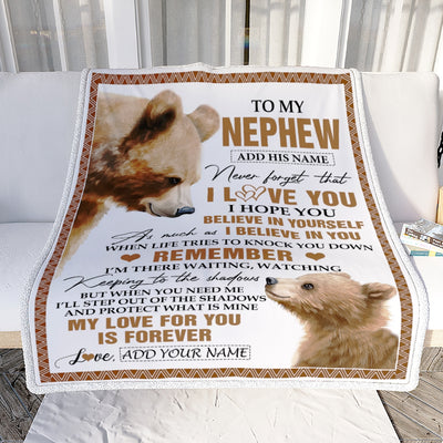 Personalized Gifts For Nephew Blanket From Aunt Uncle Bear My Love For You Is Forever Nephew Birthday Gifts Graduation Christmas Custom Fleece Throw Blanket | teecentury