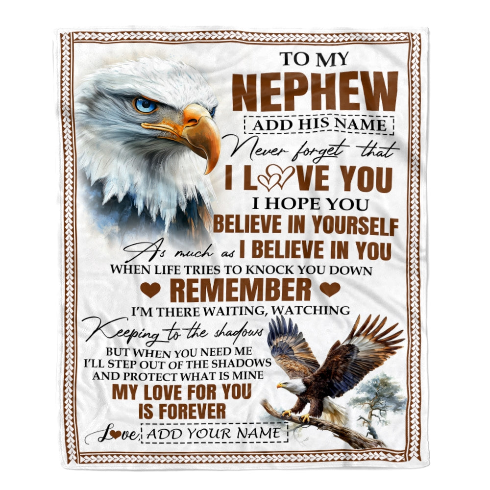 Personalized Gifts For Nephew Blanket From Aunt Uncle Eagle My Love For You Is Forever Nephew Birthday Gifts Graduation Christmas Custom Fleece Throw Blanket | teecentury