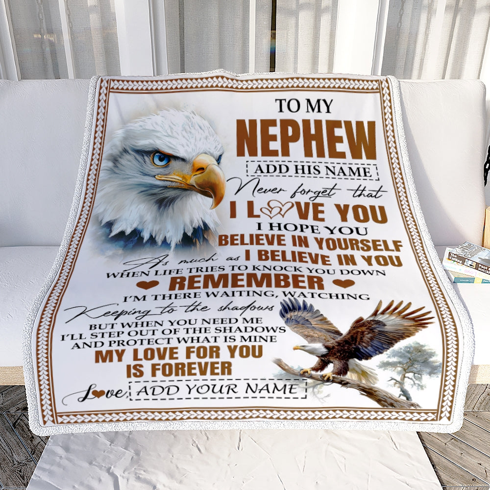 Personalized Gifts For Nephew Blanket From Aunt Uncle Eagle My Love For You Is Forever Nephew Birthday Gifts Graduation Christmas Custom Fleece Throw Blanket | teecentury