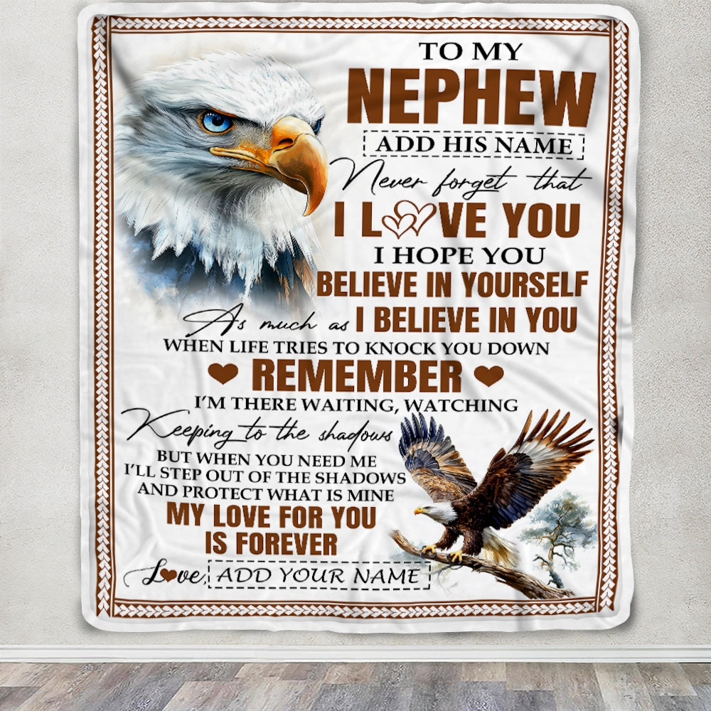 Personalized Gifts For Nephew Blanket From Aunt Uncle Eagle My Love For You Is Forever Nephew Birthday Gifts Graduation Christmas Custom Fleece Throw Blanket | teecentury