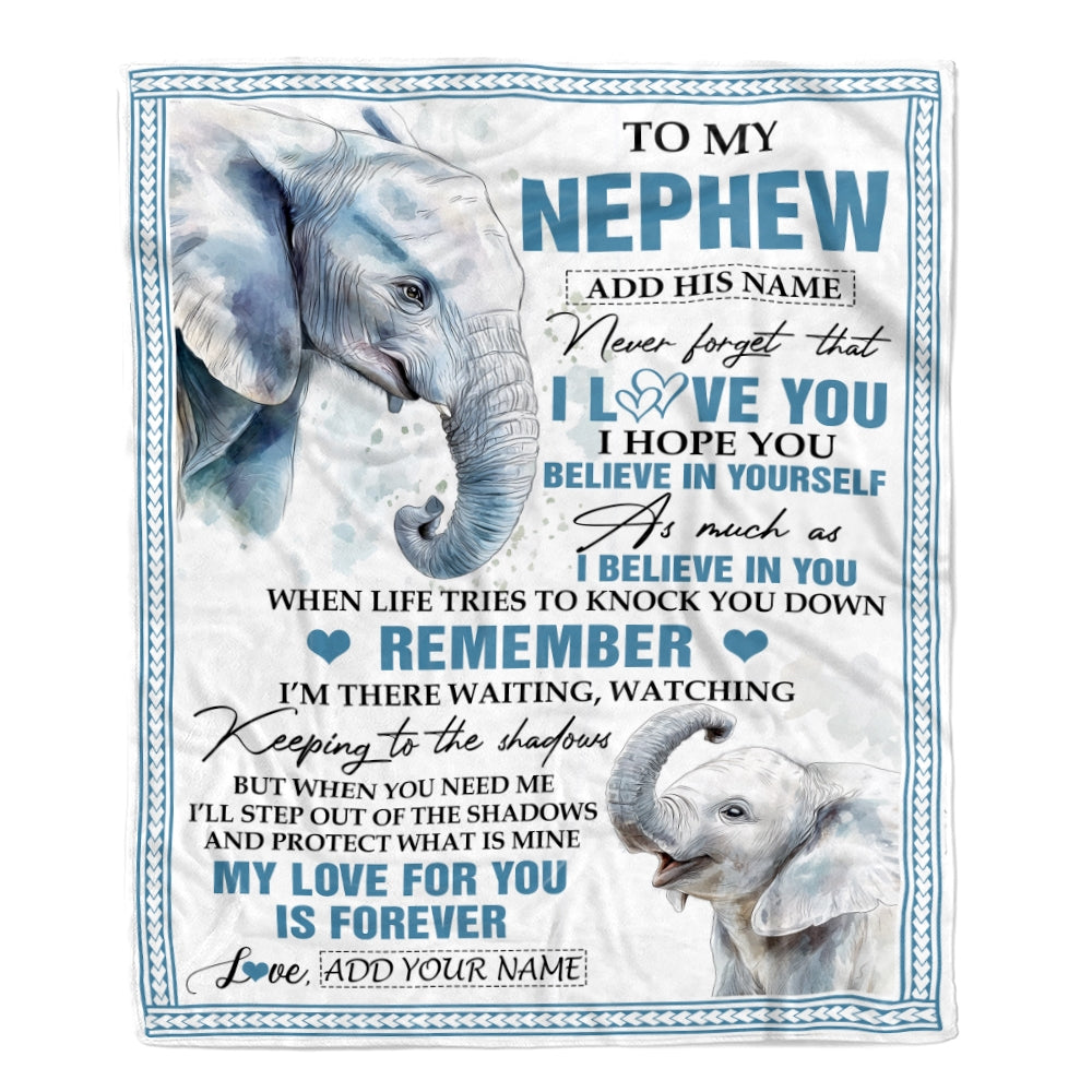 Personalized Gifts For Nephew Blanket From Aunt Uncle Elephant My Love For You Is Forever Nephew Birthday Gifts Graduation Christmas Custom Fleece Blanket | teecentury