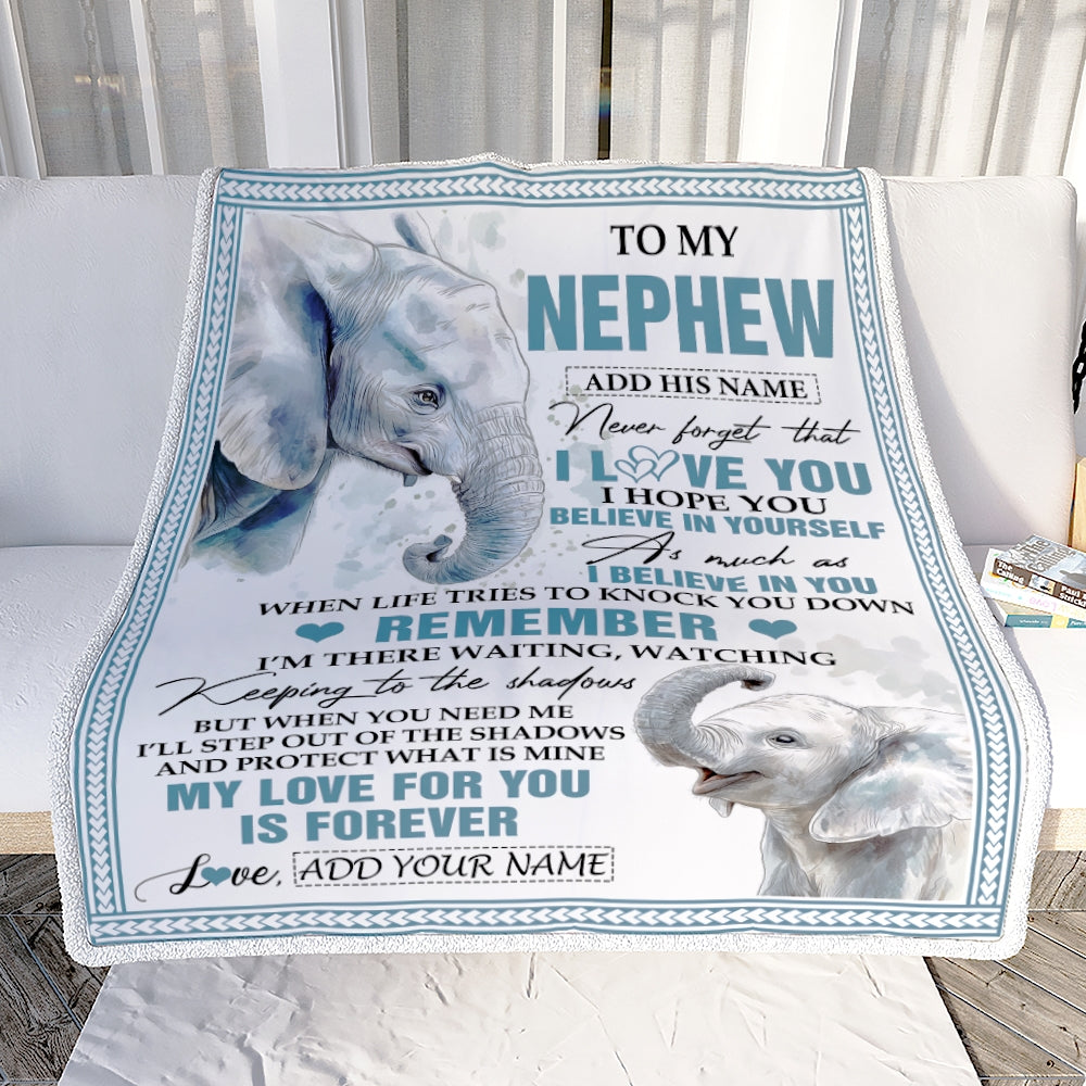 Personalized Gifts For Nephew Blanket From Aunt Uncle Elephant My Love For You Is Forever Nephew Birthday Gifts Graduation Christmas Custom Fleece Blanket | teecentury