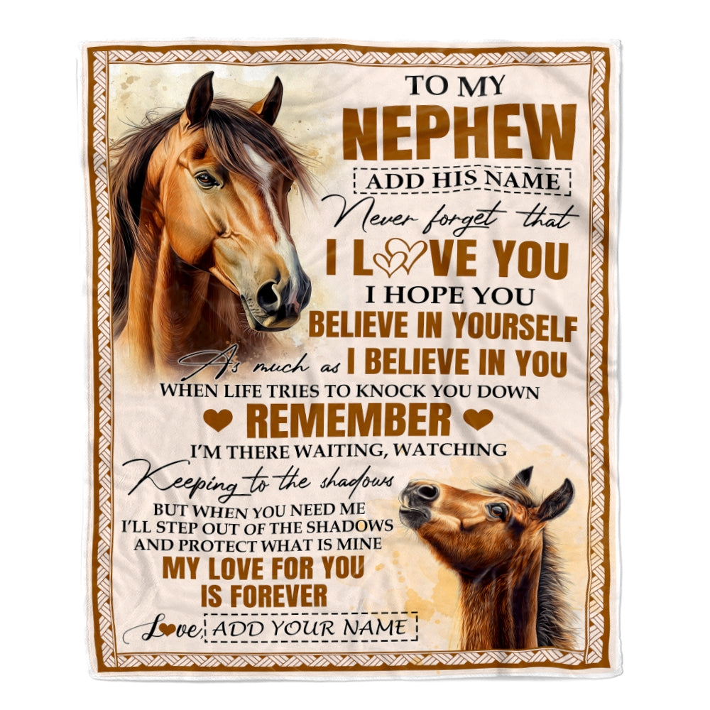 Personalized Gifts For Nephew Blanket From Aunt Uncle Horse My Love For You Is Forever Nephew Birthday Gifts Graduation Christmas Custom Fleece Throw Blanket | teecentury