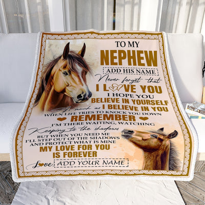 Personalized Gifts For Nephew Blanket From Aunt Uncle Horse My Love For You Is Forever Nephew Birthday Gifts Graduation Christmas Custom Fleece Throw Blanket | teecentury