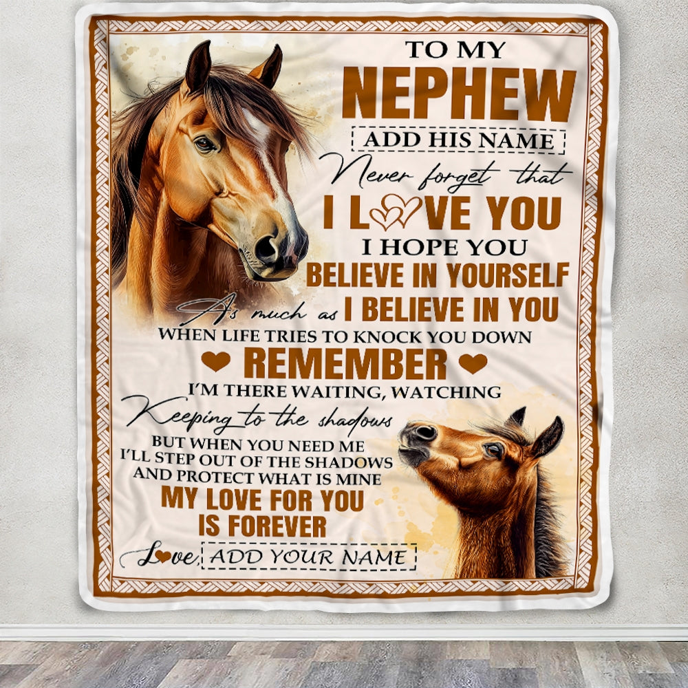 Personalized Gifts For Nephew Blanket From Aunt Uncle Horse My Love For You Is Forever Nephew Birthday Gifts Graduation Christmas Custom Fleece Throw Blanket | teecentury