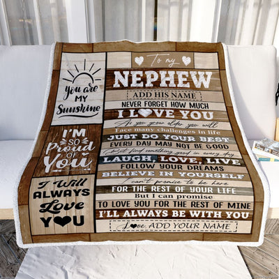 Personalized Gifts For Nephew From Aunt Uncle Auntie Blanket Wood Love You Fathers Day Nephew Gifts Birthday Graduation Christmas Customized Fleece Blanket | teecentury