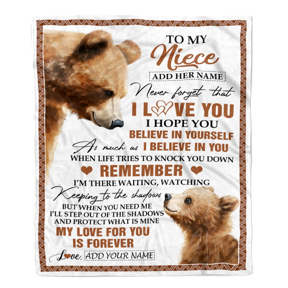 Personalized Gifts For Niece Blanket From Aunt Uncle Bear My Love For You Is Forever Niece Birthday Gifts Graduation Christmas Custom Fleece Throw Blanket | teecentury