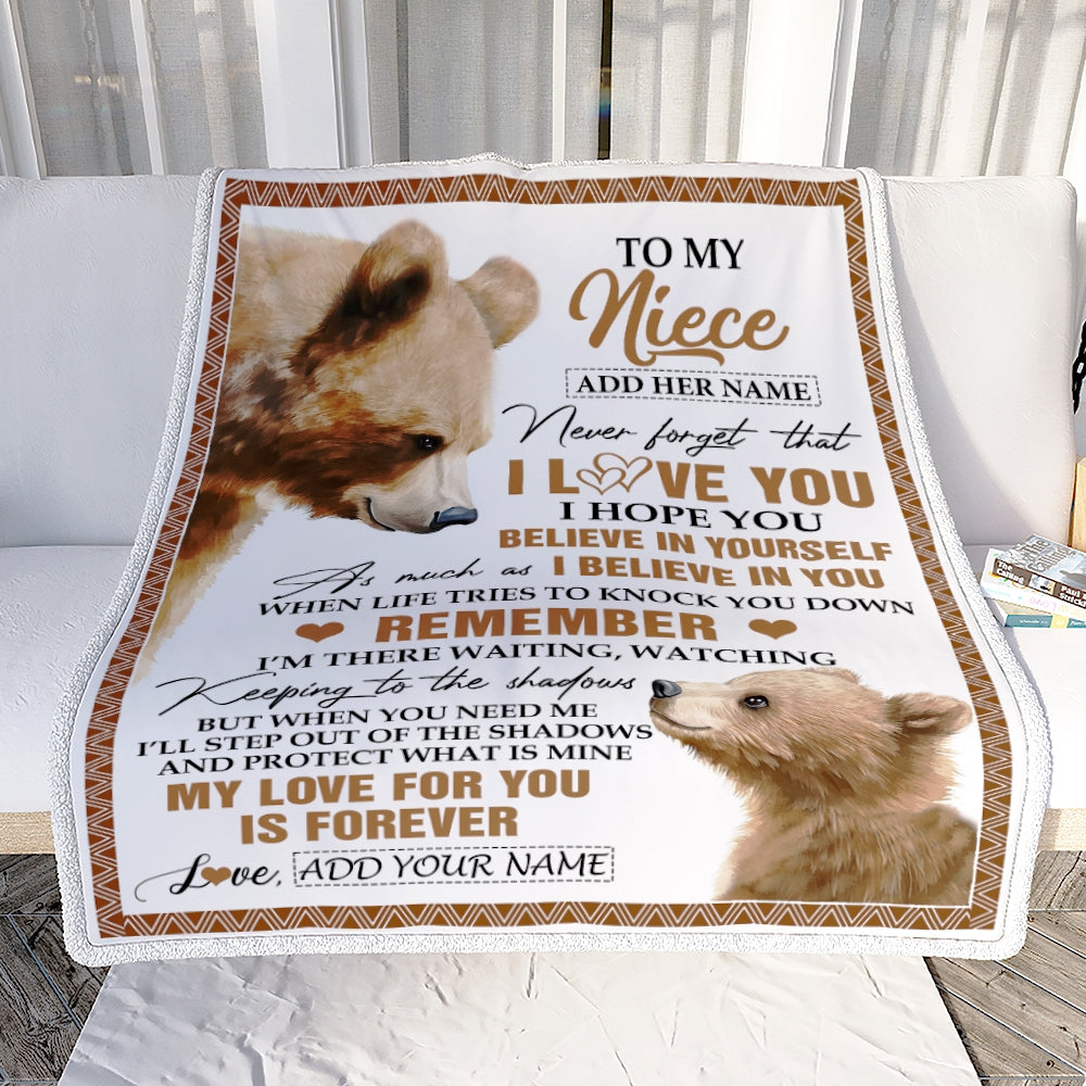 Personalized Gifts For Niece Blanket From Aunt Uncle Bear My Love For You Is Forever Niece Birthday Gifts Graduation Christmas Custom Fleece Throw Blanket | teecentury