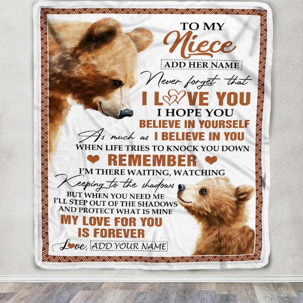 Personalized Gifts For Niece Blanket From Aunt Uncle Bear My Love For You Is Forever Niece Birthday Gifts Graduation Christmas Custom Fleece Throw Blanket | teecentury