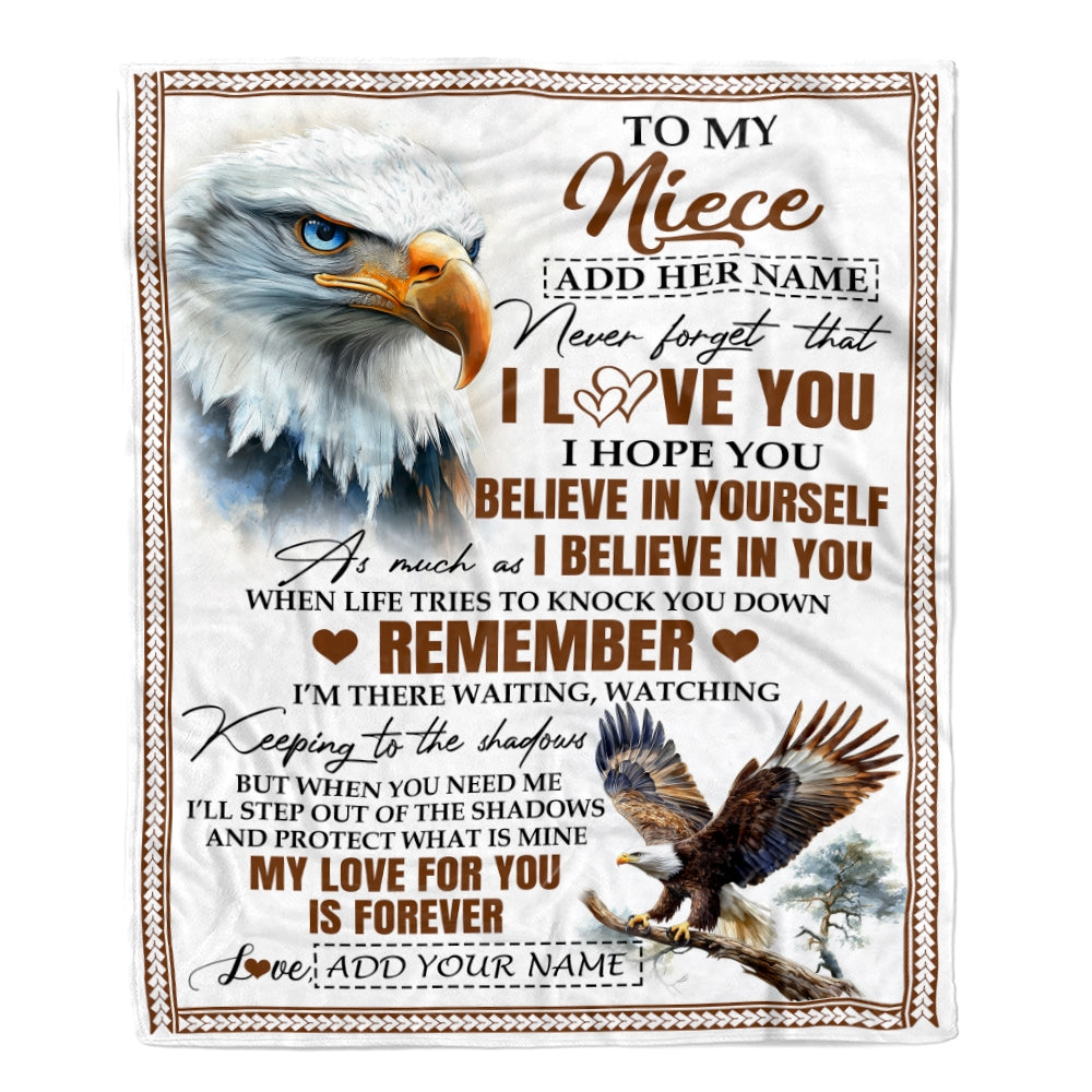 Personalized Gifts For Niece Blanket From Aunt Uncle Eagle My Love For You Is Forever Niece Birthday Gifts Graduation Christmas Custom Fleece Throw Blanket | teecentury