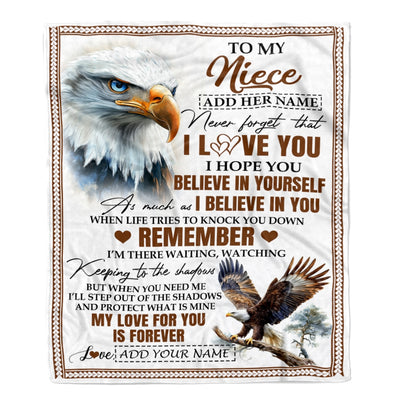 Personalized Gifts For Niece Blanket From Aunt Uncle Eagle My Love For You Is Forever Niece Birthday Gifts Graduation Christmas Custom Fleece Throw Blanket | teecentury