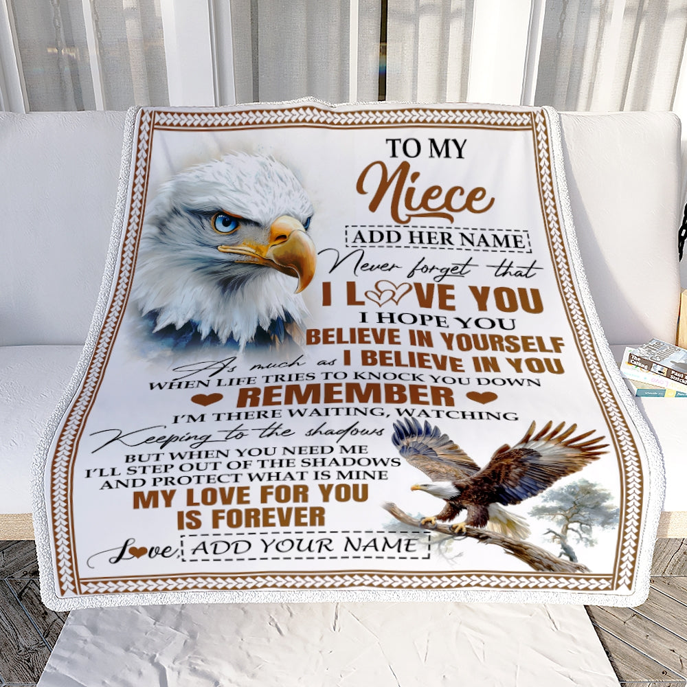 Personalized Gifts For Niece Blanket From Aunt Uncle Eagle My Love For You Is Forever Niece Birthday Gifts Graduation Christmas Custom Fleece Throw Blanket | teecentury