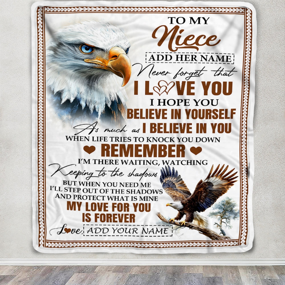 Personalized Gifts For Niece Blanket From Aunt Uncle Eagle My Love For You Is Forever Niece Birthday Gifts Graduation Christmas Custom Fleece Throw Blanket | teecentury