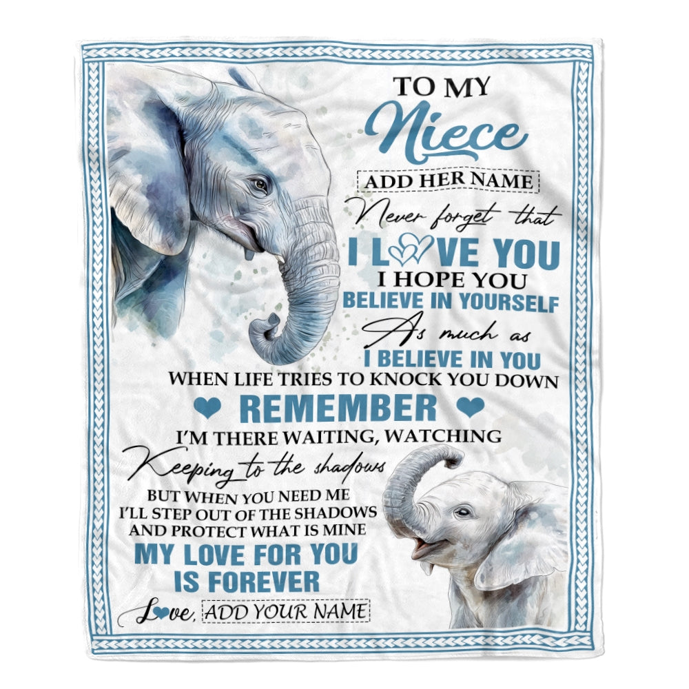 Personalized Gifts For Niece Blanket From Aunt Uncle Elephant My Love For You Is Forever Niece Birthday Gifts Graduation Christmas Custom Fleece Blanket | teecentury