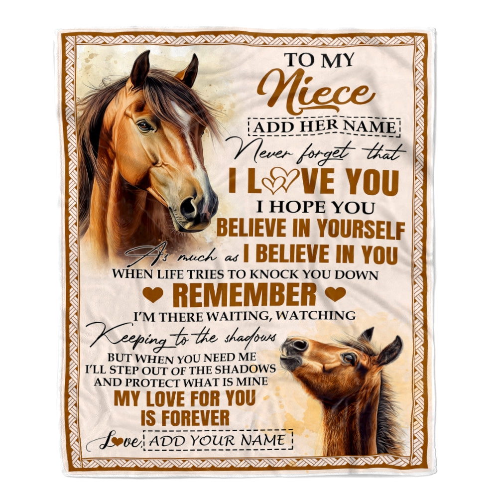Personalized Gifts For Niece Blanket From Aunt Uncle Horse My Love For You Is Forever Niece Birthday Gifts Graduation Christmas Custom Fleece Throw Blanket | teecentury