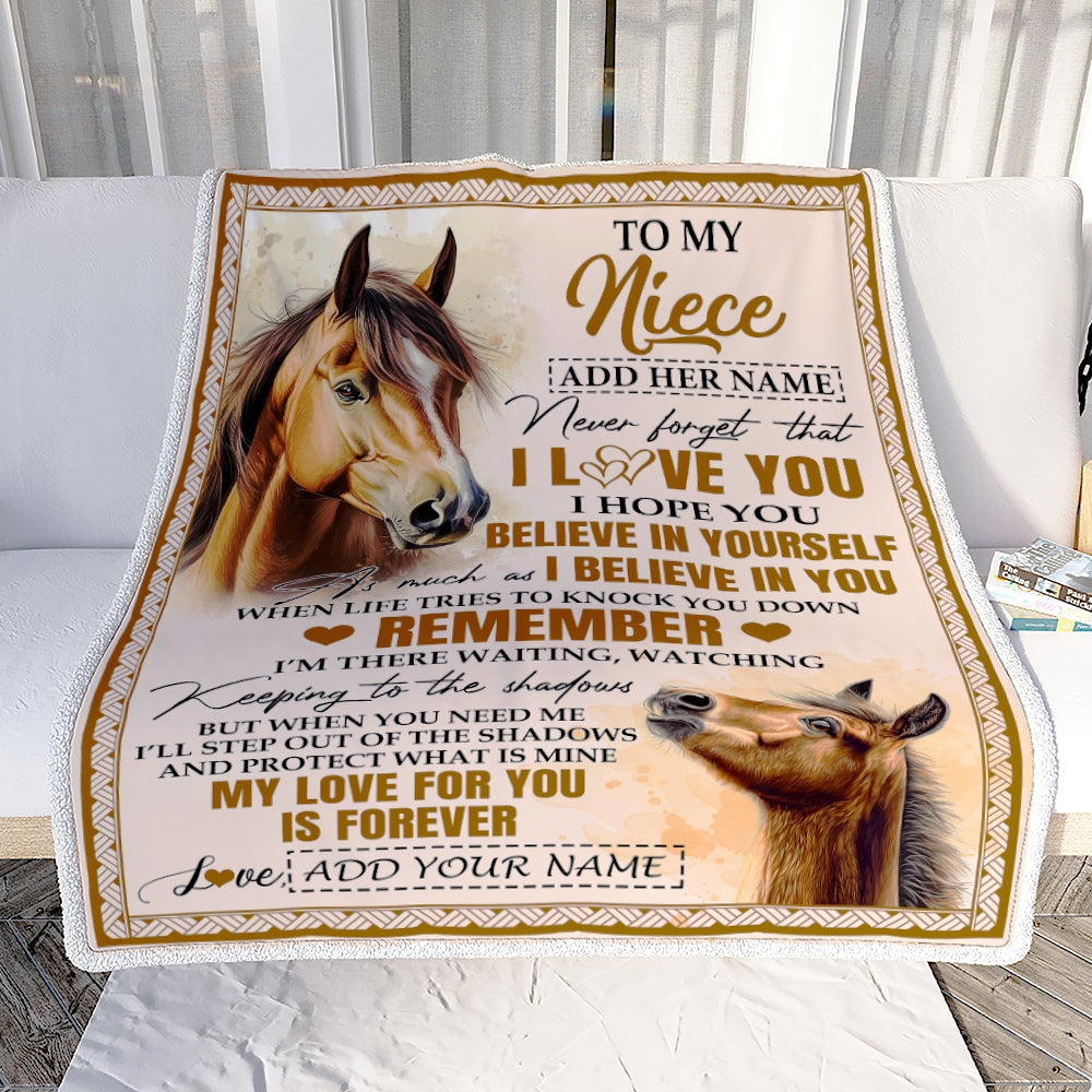 Personalized Gifts For Niece Blanket From Aunt Uncle Horse My Love For You Is Forever Niece Birthday Gifts Graduation Christmas Custom Fleece Throw Blanket | teecentury