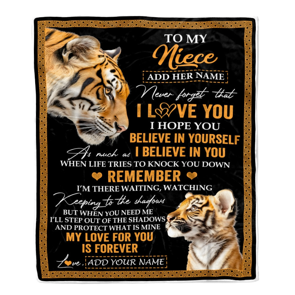 Personalized Gifts For Niece Blanket From Aunt Uncle Tiger My Love For You Is Forever Niece Birthday Gifts Graduation Christmas Custom Fleece Throw Blanket | teecentury