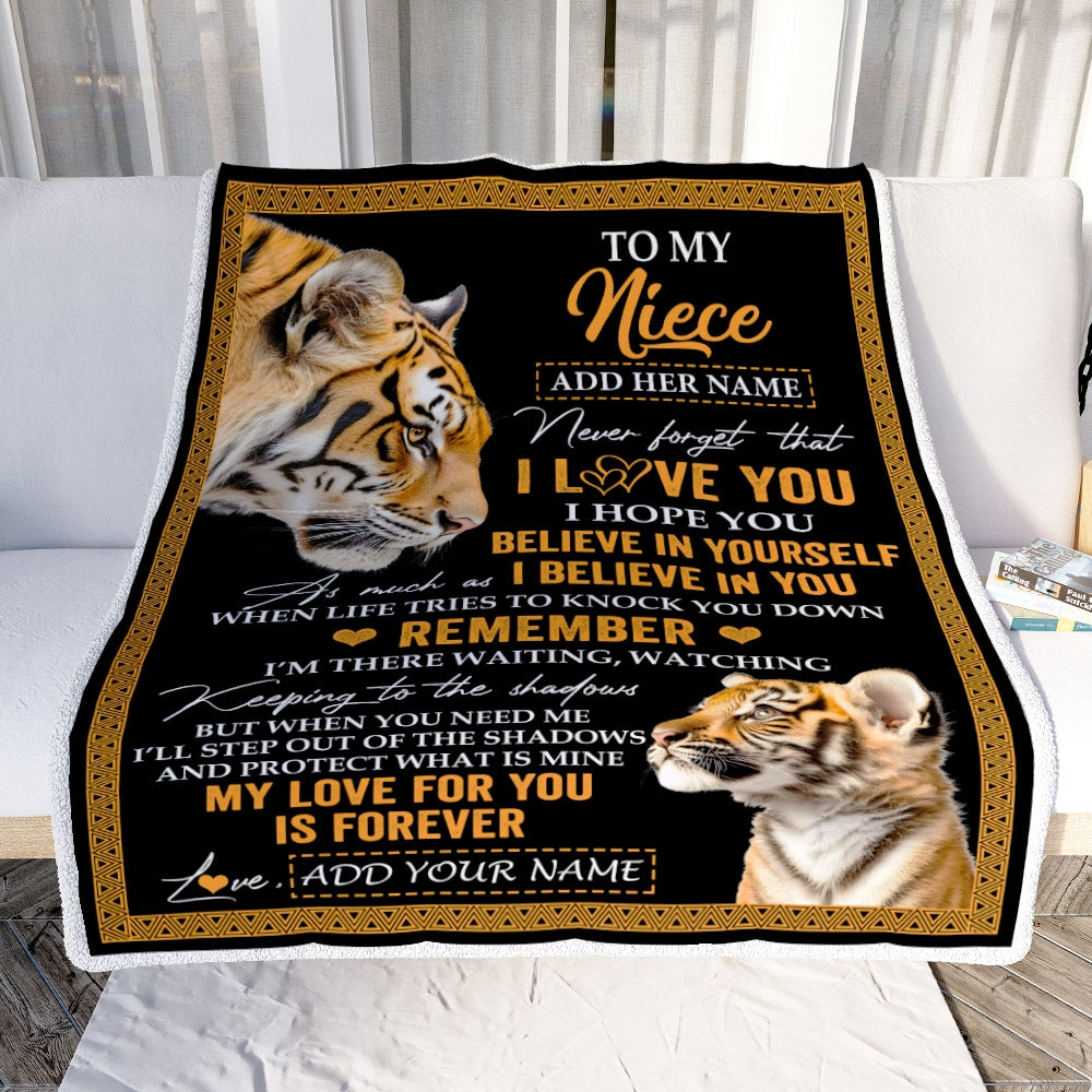 Personalized Gifts For Niece Blanket From Aunt Uncle Tiger My Love For You Is Forever Niece Birthday Gifts Graduation Christmas Custom Fleece Throw Blanket | teecentury