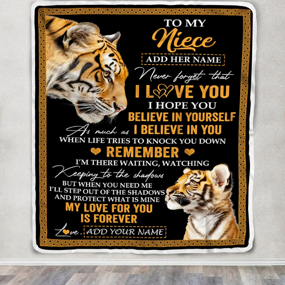 Personalized Gifts For Niece Blanket From Aunt Uncle Tiger My Love For You Is Forever Niece Birthday Gifts Graduation Christmas Custom Fleece Throw Blanket | teecentury