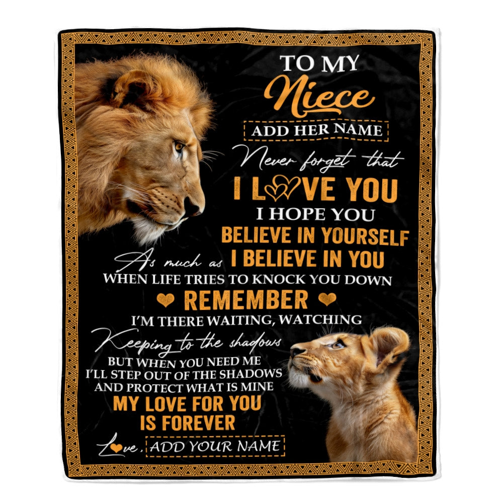 Personalized Gifts For Niece Blanket From Uncle Lion My Love For You Is Forever Niece Birthday Gifts Graduation Christmas Custom Fleece Throw Blanket | teecentury