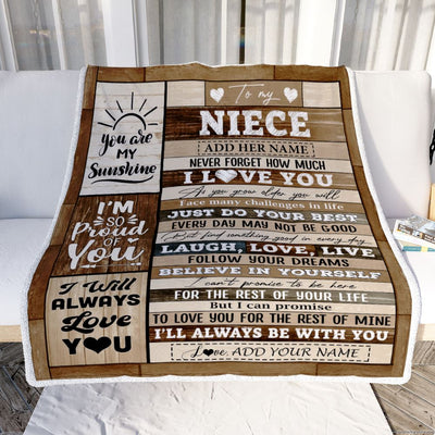 Personalized Gifts For Niece From Aunt Uncle Auntie Blanket Wood Love You Mothers Day Niece Gifts Birthday Graduation Christmas Customized Fleece Blanket | teecentury
