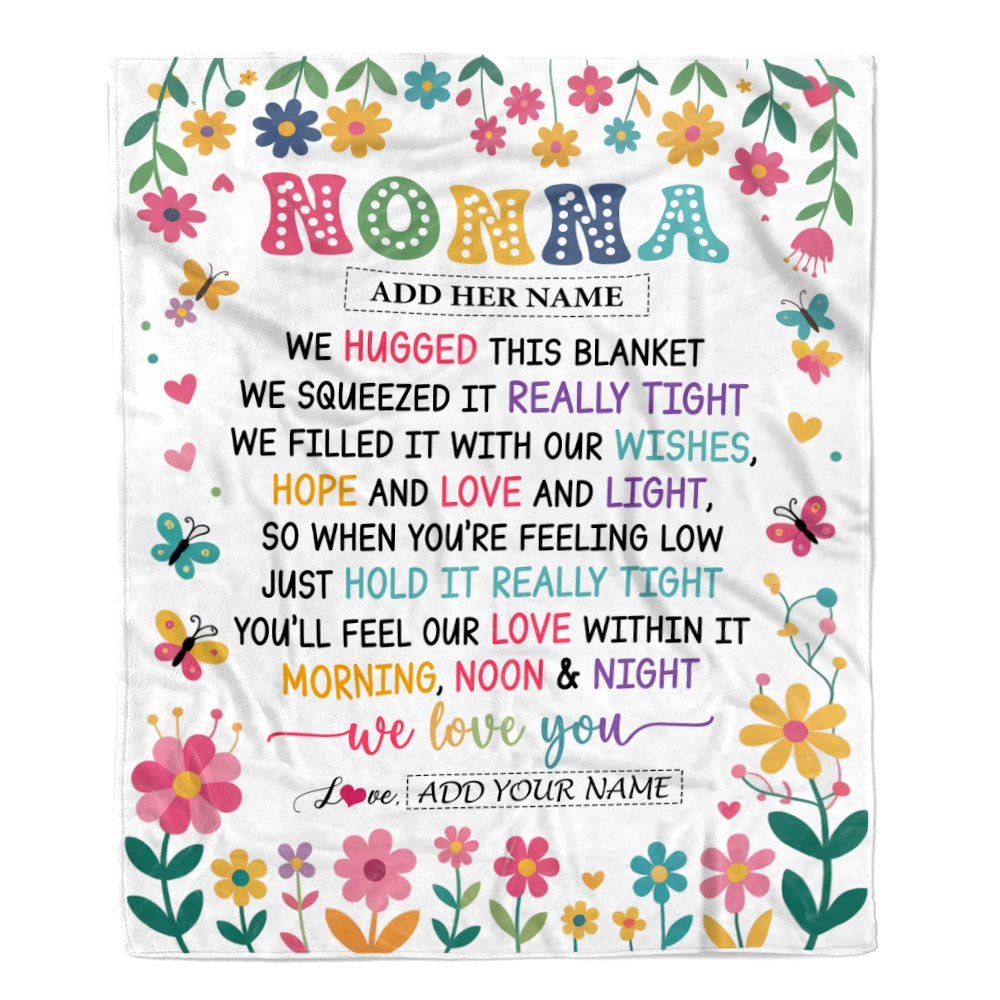 Personalized Gifts For Nonna From Granddaughter Grandkids Blanket We Hugged This Blanket Floral Presents Birthday Gift For Nonna Gifts Custom Fleece Blanket | teecentury