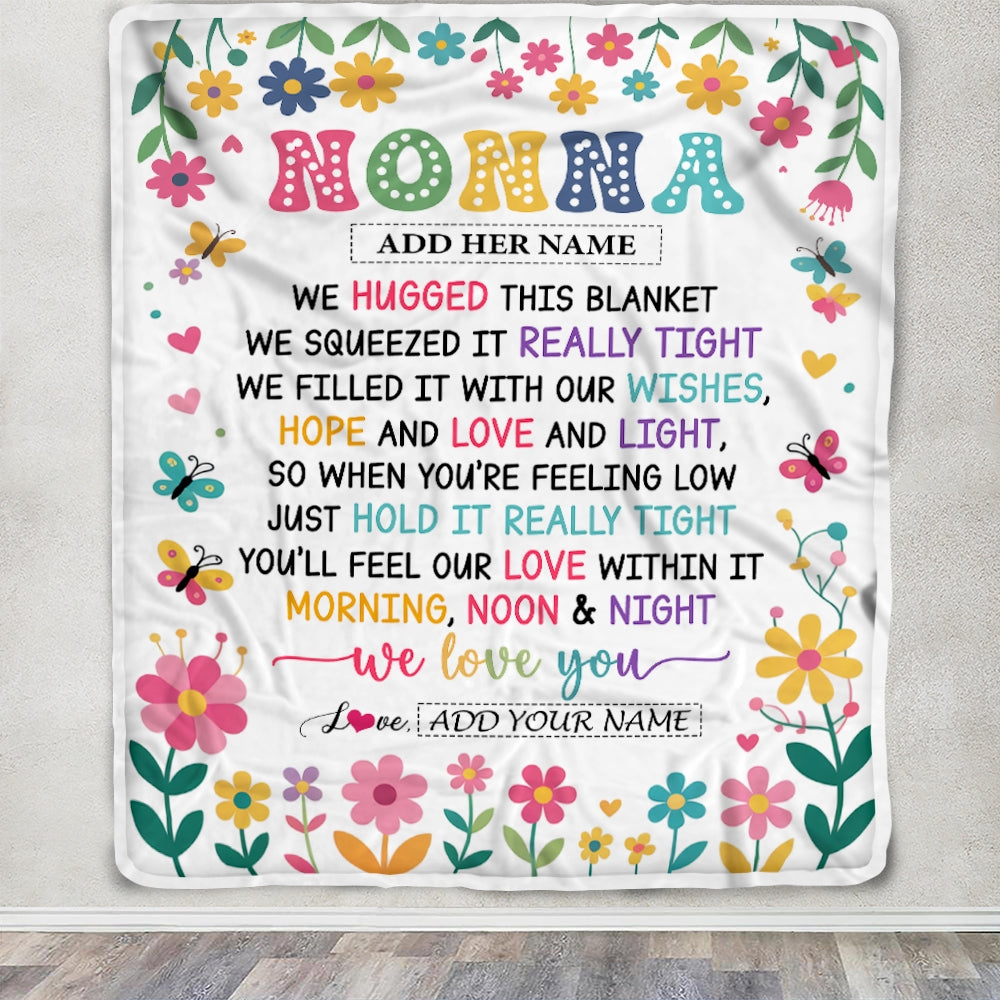 Personalized Gifts For Nonna From Granddaughter Grandkids Blanket We Hugged This Blanket Floral Presents Birthday Gift For Nonna Gifts Custom Fleece Blanket | teecentury