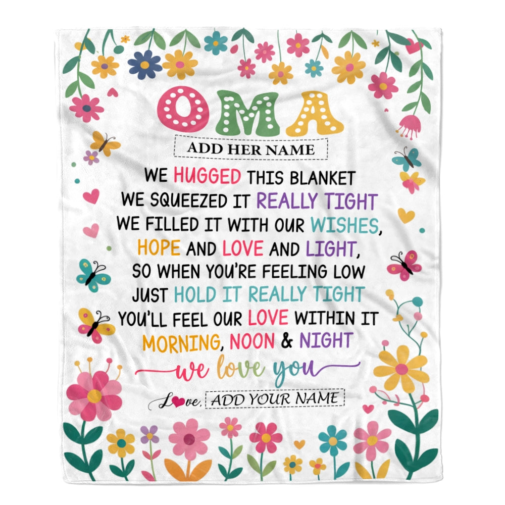Personalized Gifts For Oma From Granddaughter Grandkids Blanket We Hugged This Blanket Floral Presents Birthday Gift For Oma Gifts Customized Fleece Blanket | teecentury