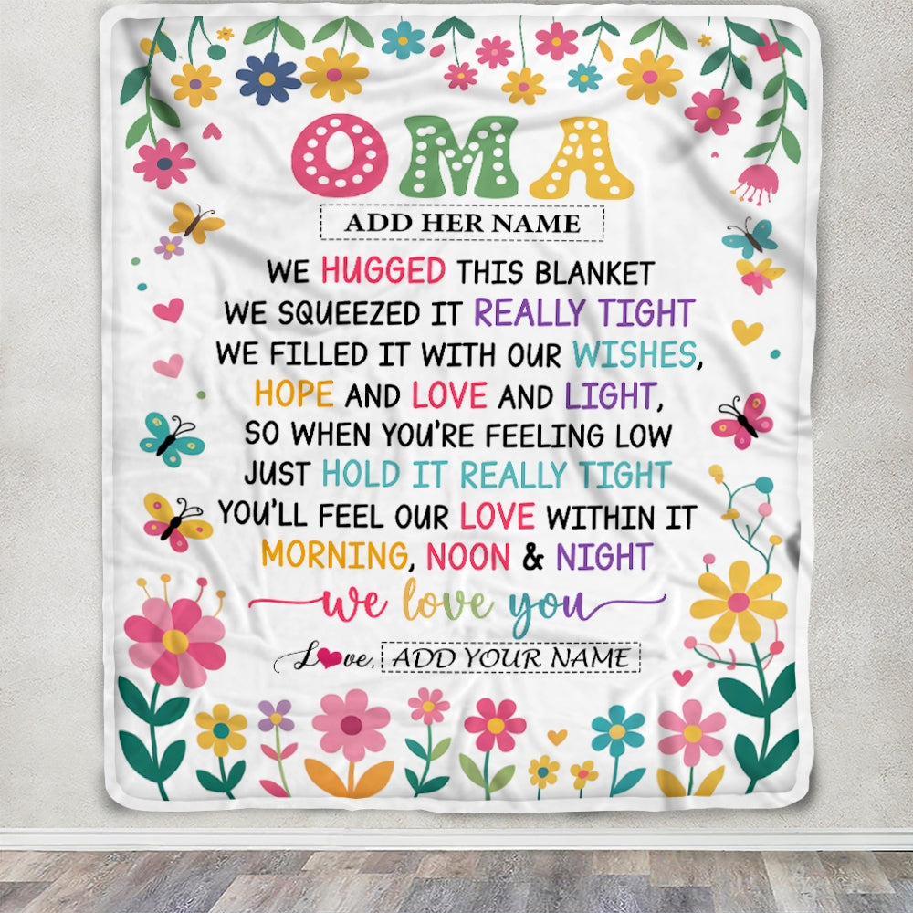 Personalized Gifts For Oma From Granddaughter Grandkids Blanket We Hugged This Blanket Floral Presents Birthday Gift For Oma Gifts Customized Fleece Blanket | teecentury