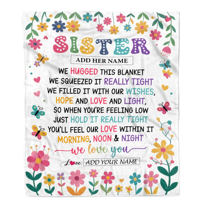 Personalized Gifts For Sister From Brother Blanket We Hugged This Blanket Floral Presents Birthday Gift For Sister Gifts Customized Fleece Throw Blanket | teecentury