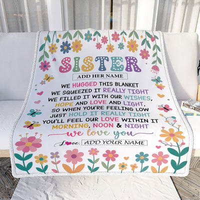 Personalized Gifts For Sister From Brother Blanket We Hugged This Blanket Floral Presents Birthday Gift For Sister Gifts Customized Fleece Throw Blanket | teecentury