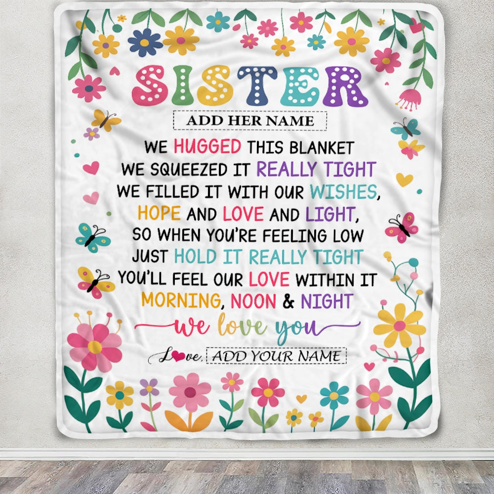Personalized Gifts For Sister From Brother Blanket We Hugged This Blanket Floral Presents Birthday Gift For Sister Gifts Customized Fleece Throw Blanket | teecentury