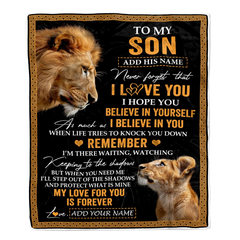 Personalized Gifts For Son Blanket From Dad Father Lion My Love For You Is Forever Son Birthday Gifts Graduation Christmas Custom Fleece Throw Blanket | teecentury
