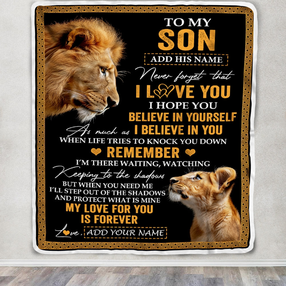 Personalized Gifts For Son Blanket From Dad Father Lion My Love For You Is Forever Son Birthday Gifts Graduation Christmas Custom Fleece Throw Blanket | teecentury